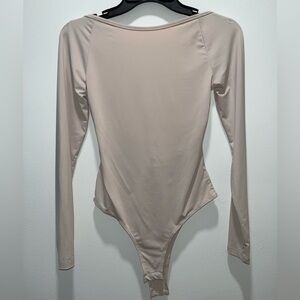 Princess Polly beige Long Sleeve backless Bodysuit